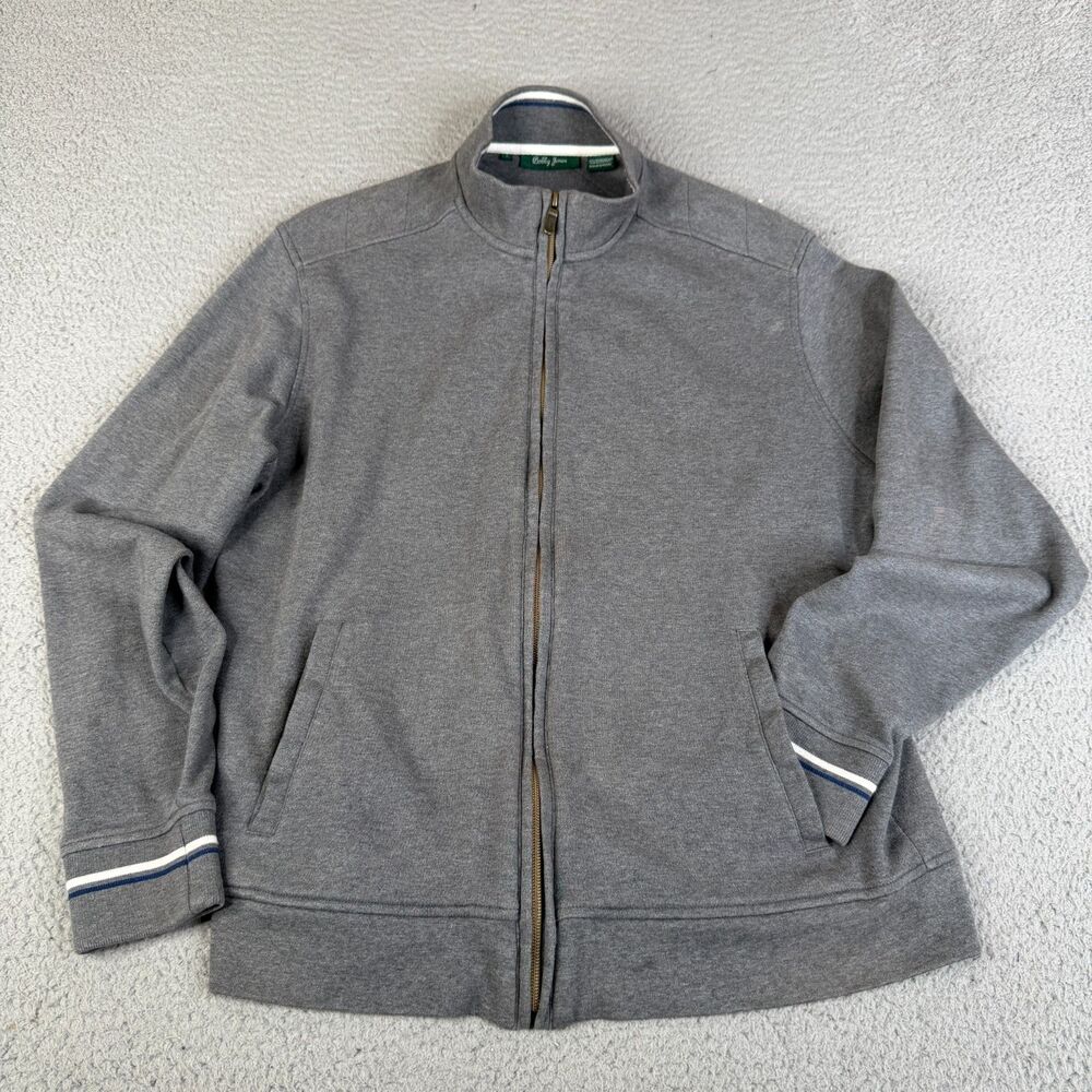 BOBBY JONES Sweater Men L Gray Peruvian Pima Cotton Quilted Full Zip Golf Preppy
